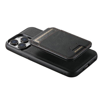 Magnetic Card Holder iPhone 15 Pro Max Leather Cover 2 in 1 Car Mount