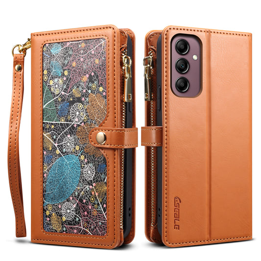 8 Card Slots Astral Galaxy S23 FE Leather Case Multi-function Zipper Pouch Strap