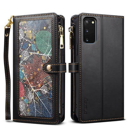 8 Card Slots Astral Galaxy S20 Leather Case Multi-function Zipper Pouch Hand Strap