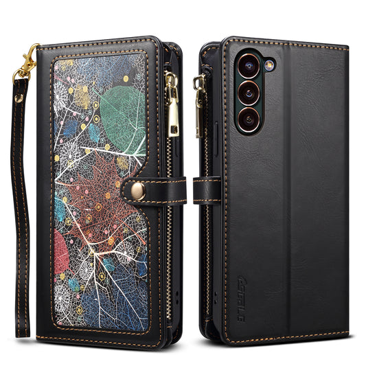 8 Card Slots Astral Galaxy S23+ Leather Case Multi-function Zipper Pouch Strap