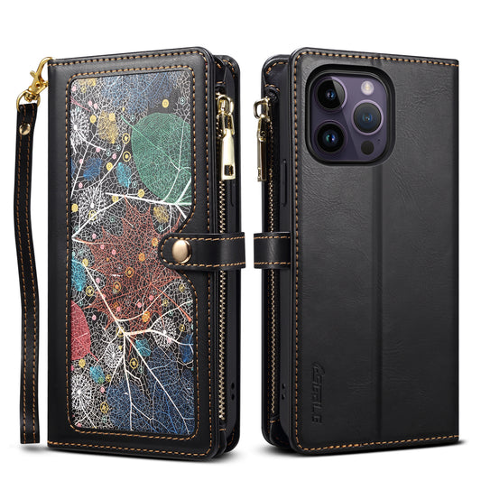 8 Card Slots Astral iPhone 11 Pro Leather Case Multi-function Zipper Pouch Strap