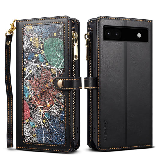 8 Card Slots Astral Google Pixel 6A Leather Case Multi-function Zipper Pouch