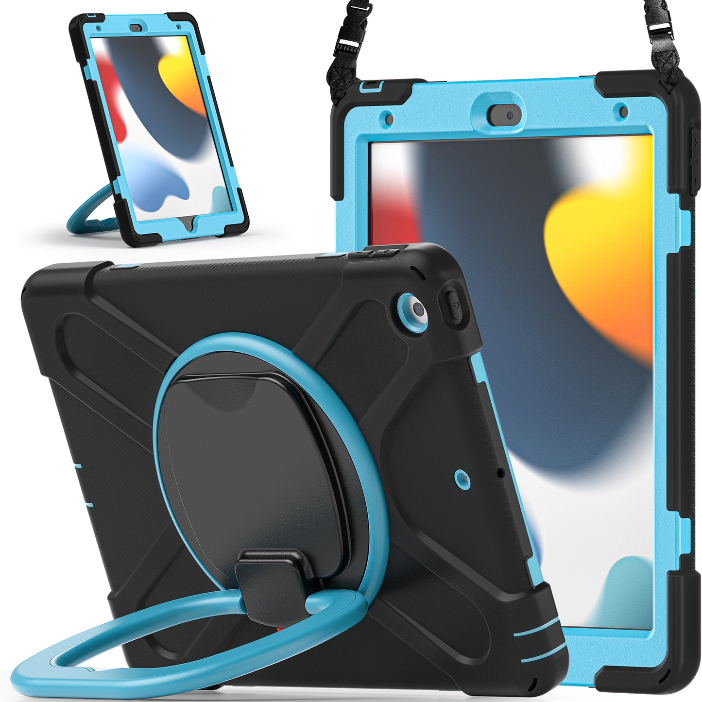 Pirate Box iPad 9 Case Hook Stand Rotating with Hand Holder Shoulder Strap