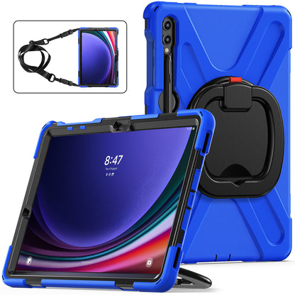 Pirate Box Galaxy Tab S9 FE+ Case Hook Stand Rotating Hand Holder Shoulder Strap