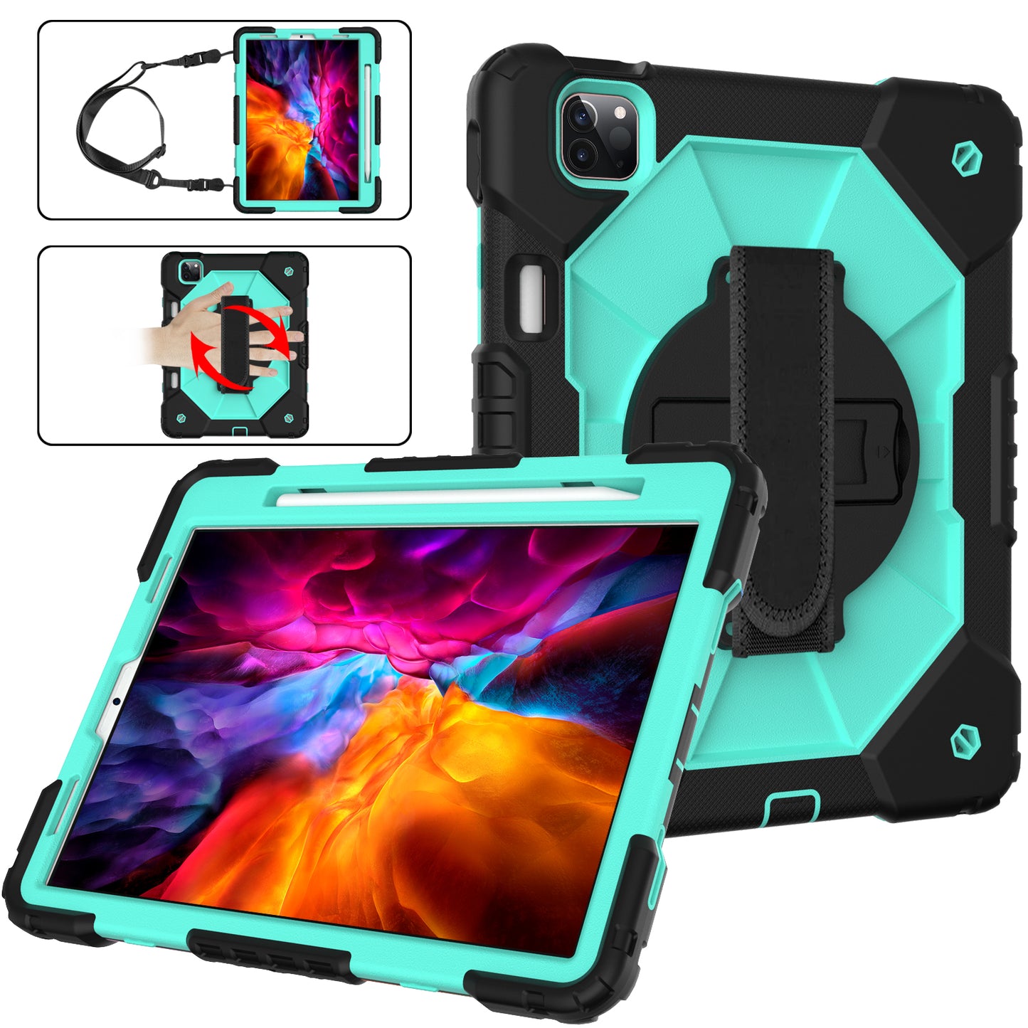 Rugged Rotating iPad Pro 11 (2018) Shockproof Case Shoulder Strap Hand Holder