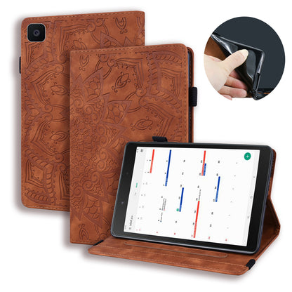 Double Hem Galaxy Tab A 8.0 (2019) with S-pen Leather Case Embossing Sunflower