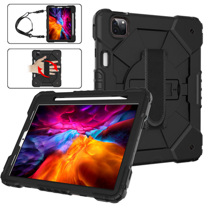 Rugged Rotating iPad Air 4 Shockproof Case Shoulder Strap Hand Holder 3 in 1 Stand