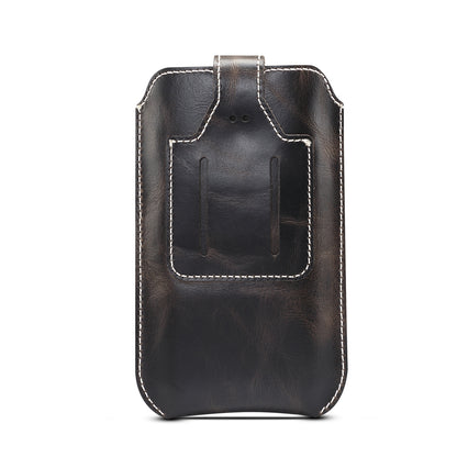 Waxed Cowhide Leather iPhone 12 Mini Waist Bag Ｍen Belt Clip Pouch