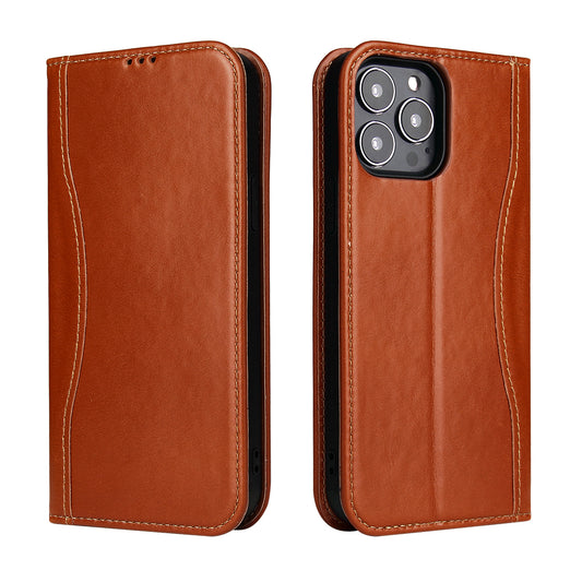 West Gun iPhone 14 Pro Genuine Leather Case Classical Wallet Stand