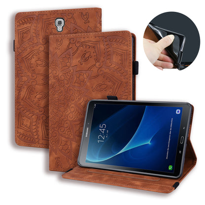 Double Hem Galaxy Tab A 10.5 (2019) Leather Case Embossing Sunflower Wallet Foldable Stand