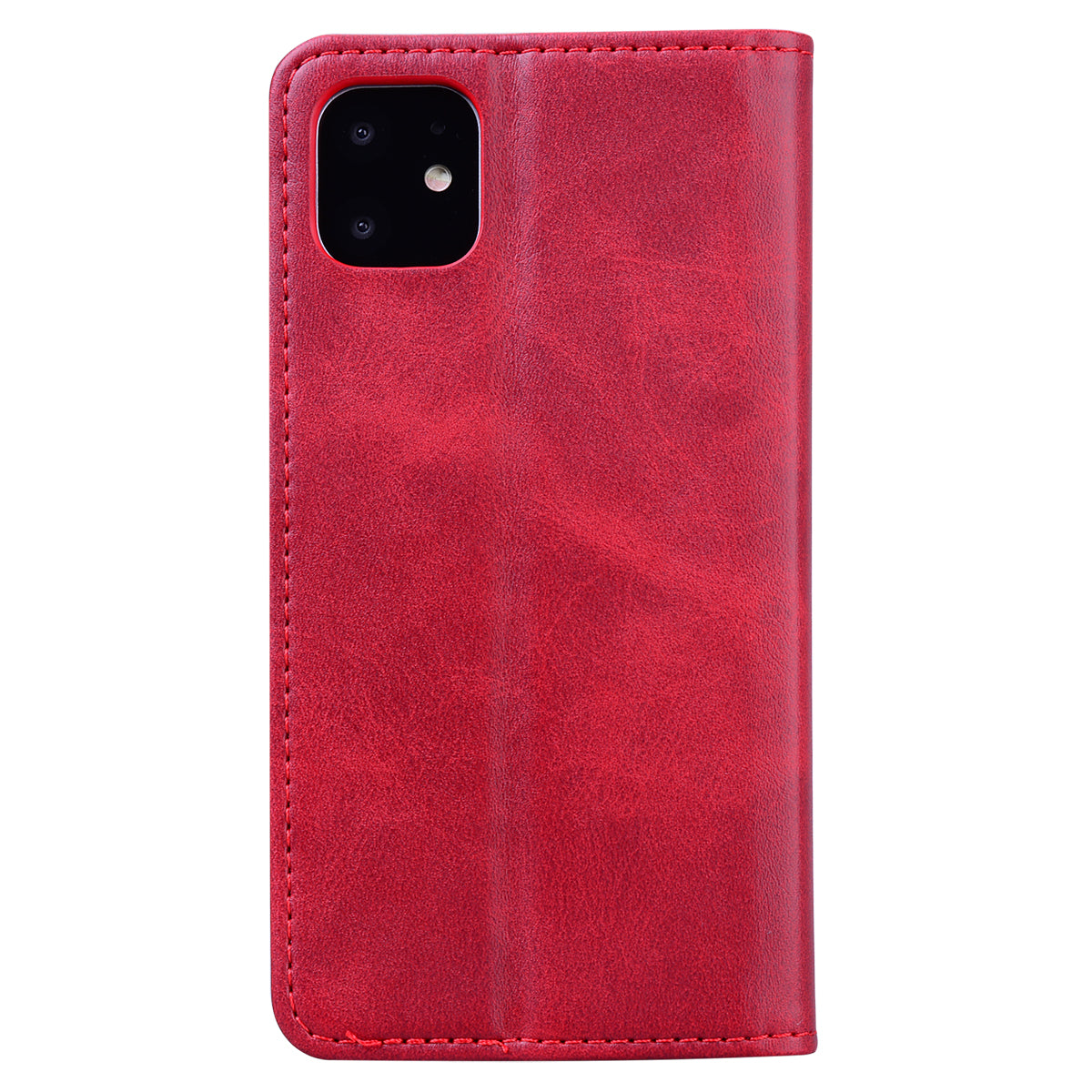 Business Stitching iPhone 12 Leather Case Homochromatic Retro Wallet Stand