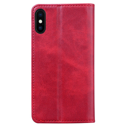 Business Stitching iPhone X Xs Leather Case Homochromatic Retro Wallet Stand