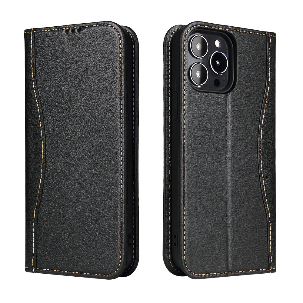 West Gun iPhone 13 Pro Max Genuine Leather Case Classical Wallet Stand