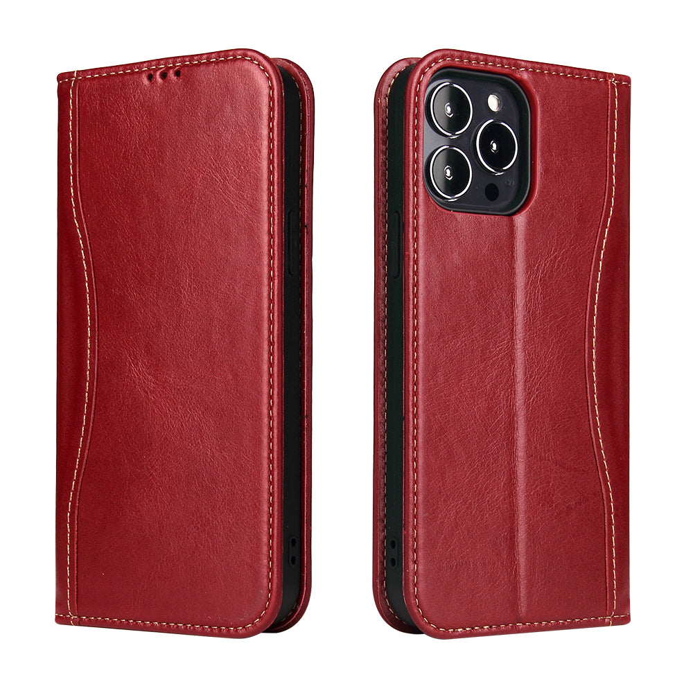 West Gun iPhone 14 Plus Genuine Leather Case Classical Wallet Stand