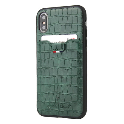 Crocodile Leather iPhone X Xs Cover Business Card Holder Deluxe