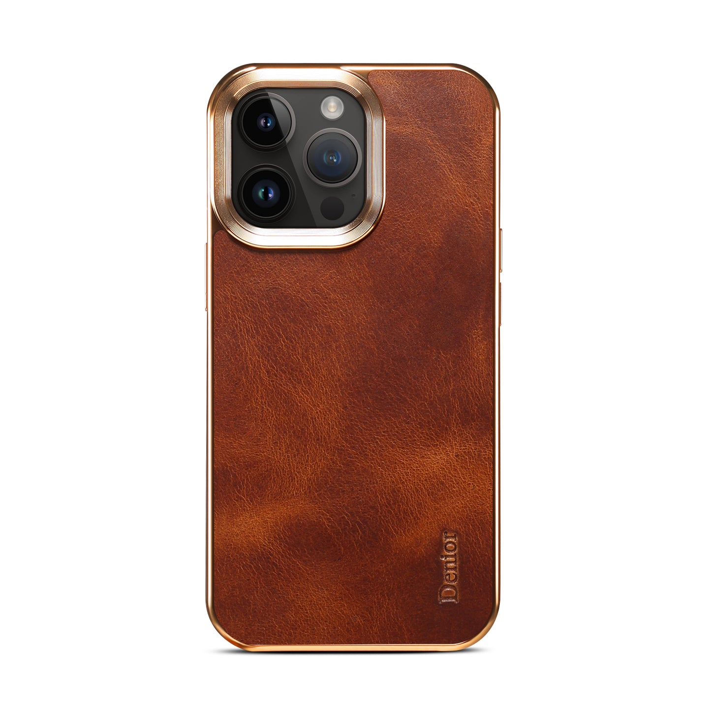 Waxed Cowhide Leather iPhone 15 Pro Max Electroplated Cover Back Deluxe