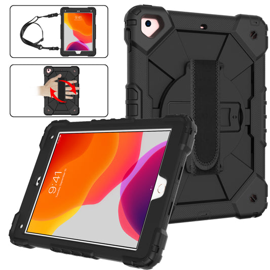 Rugged Rotating iPad 6 Shockproof Case Shoulder Strap Hand Holder 3 in 1 Stand