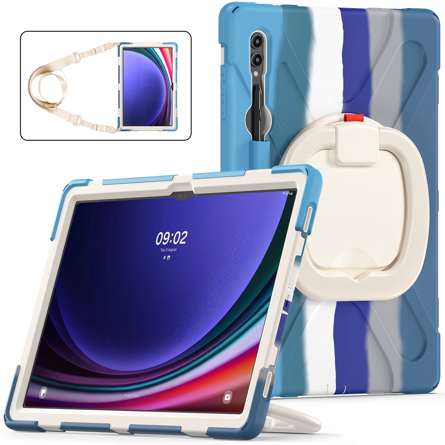 Pirate Box Galaxy Tab S9 Ultra Case Hook Stand Rotating Hand Holder Shoulder Strap