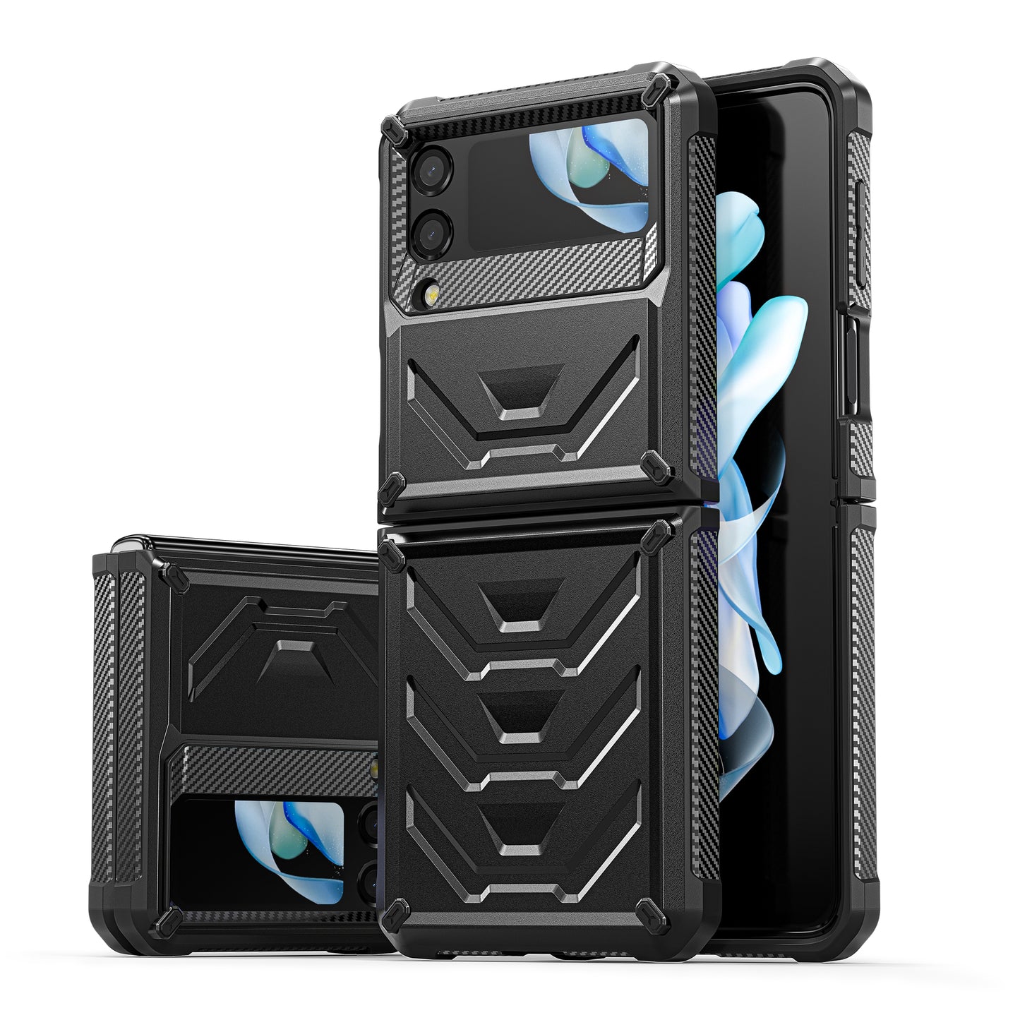 Mech King Galaxy Z Flip5 Case Full-Body Rugged Protection Mul-angele Kicktand