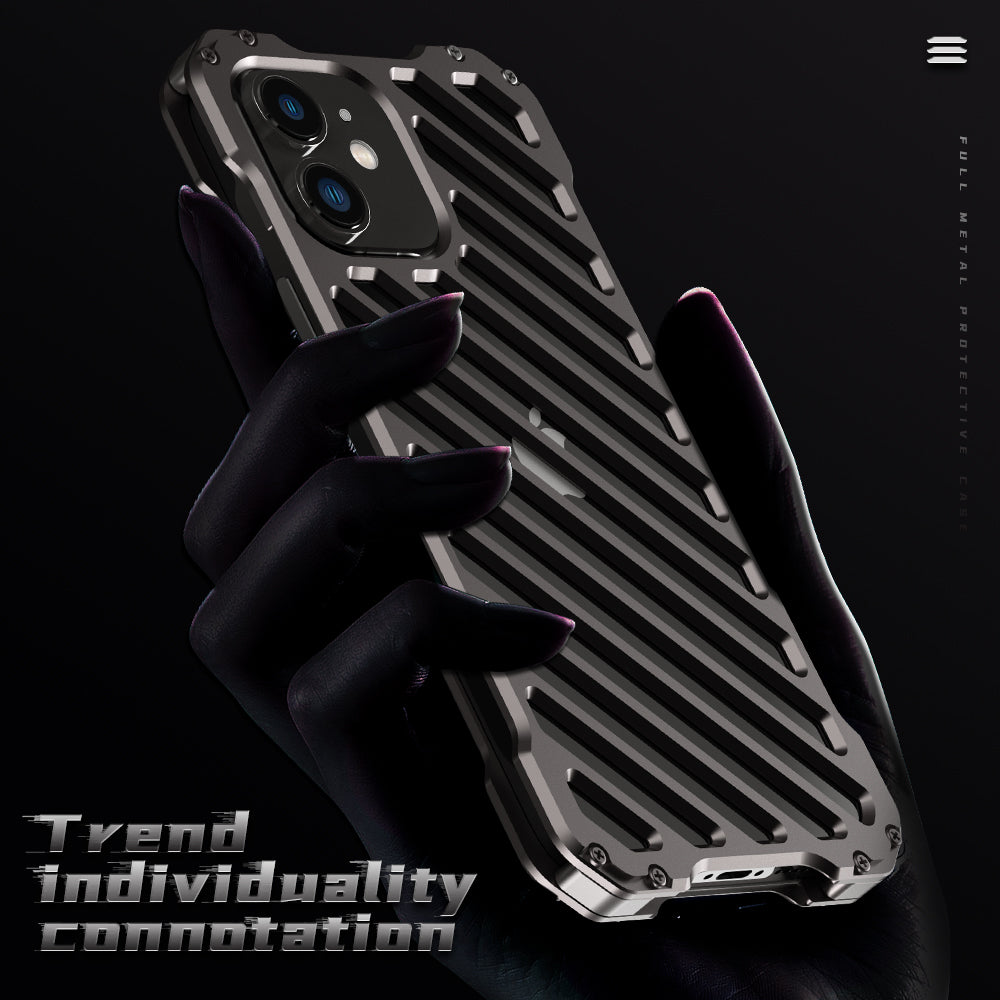 Armor Hollow iPhone 12 Metal Cover Strong Anti-fall Built-in Protective Layer Silicone