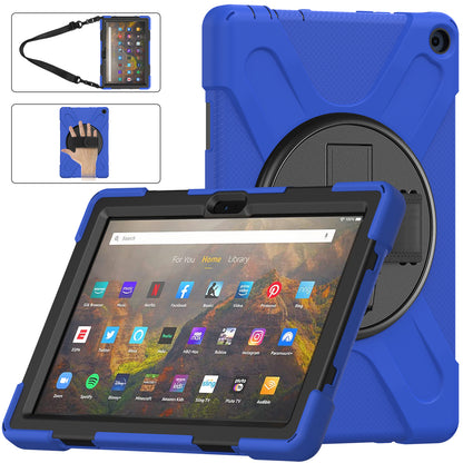 Pirate King Amazon Kindle Fire HD 10 (2021) Case 360 Rotating Stand with Hand Holder Shoulder Strap