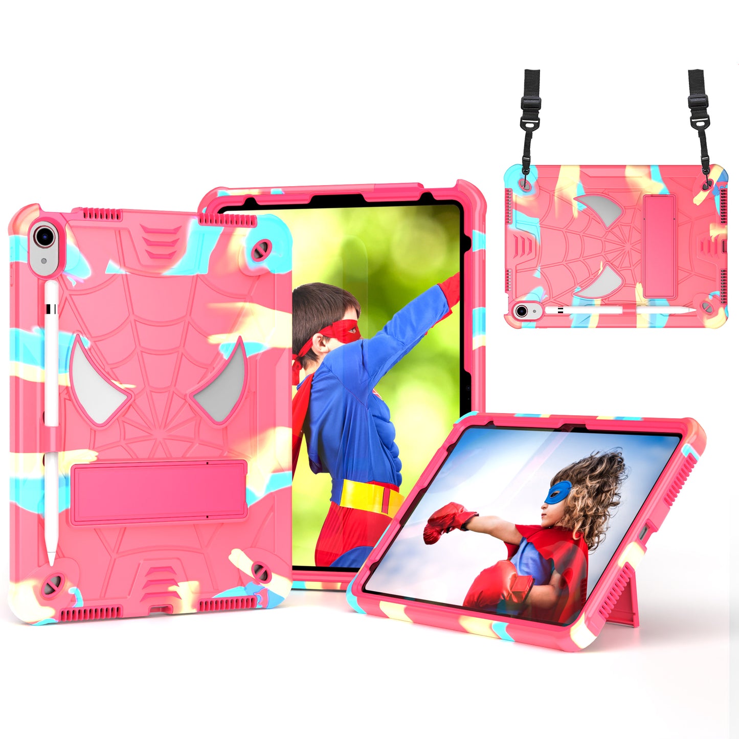 Spider-Man iPad 10 Shockproof Case Rugged Detachable Shoulder Strap