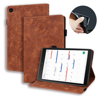 Double Hem Galaxy Tab A 10.1 (2019) Leather Case Embossing Sunflower Wallet Foldable Stand