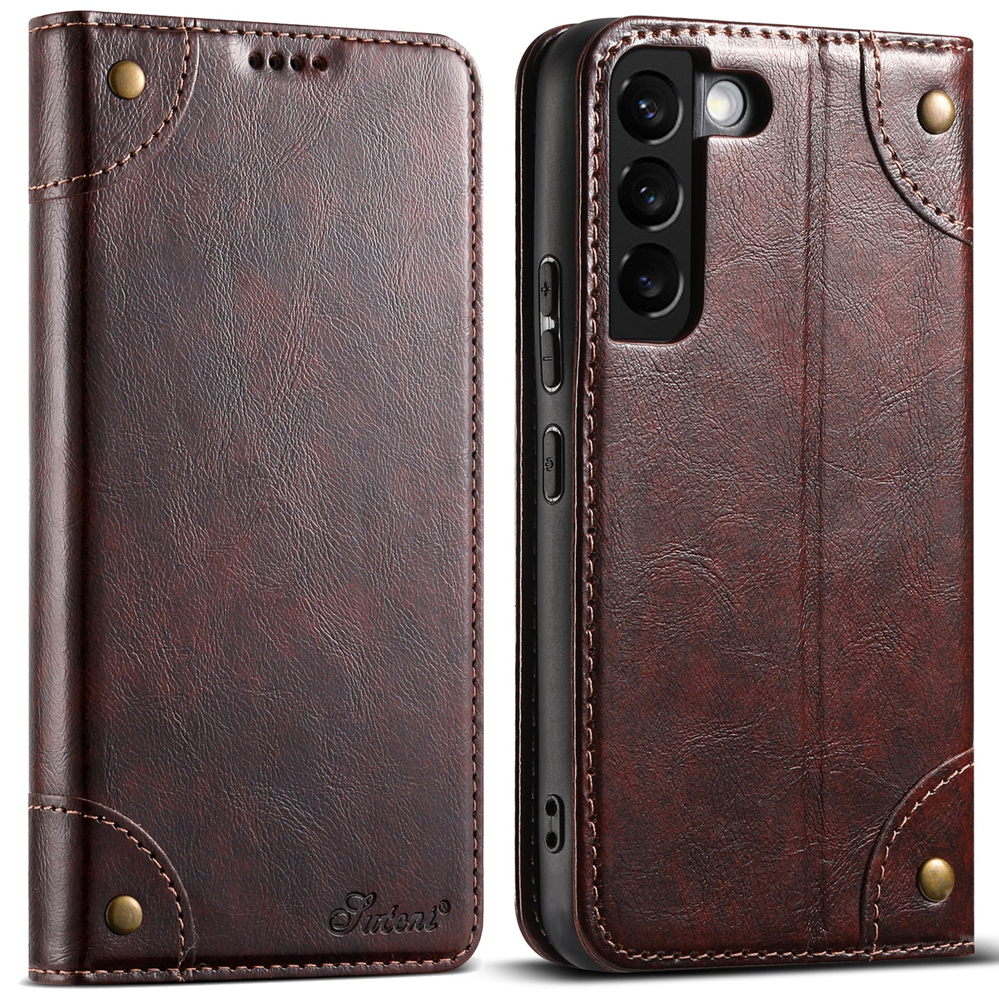 Baroque Galaxy S22 Leather Case Magtic Flip Wallet Stand Business RFID