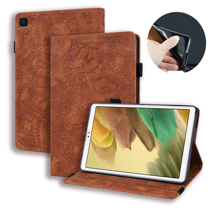 Double Hem Galaxy Tab A7 Lite Leather Case Embossing Sunflower Wallet Foldable Stand