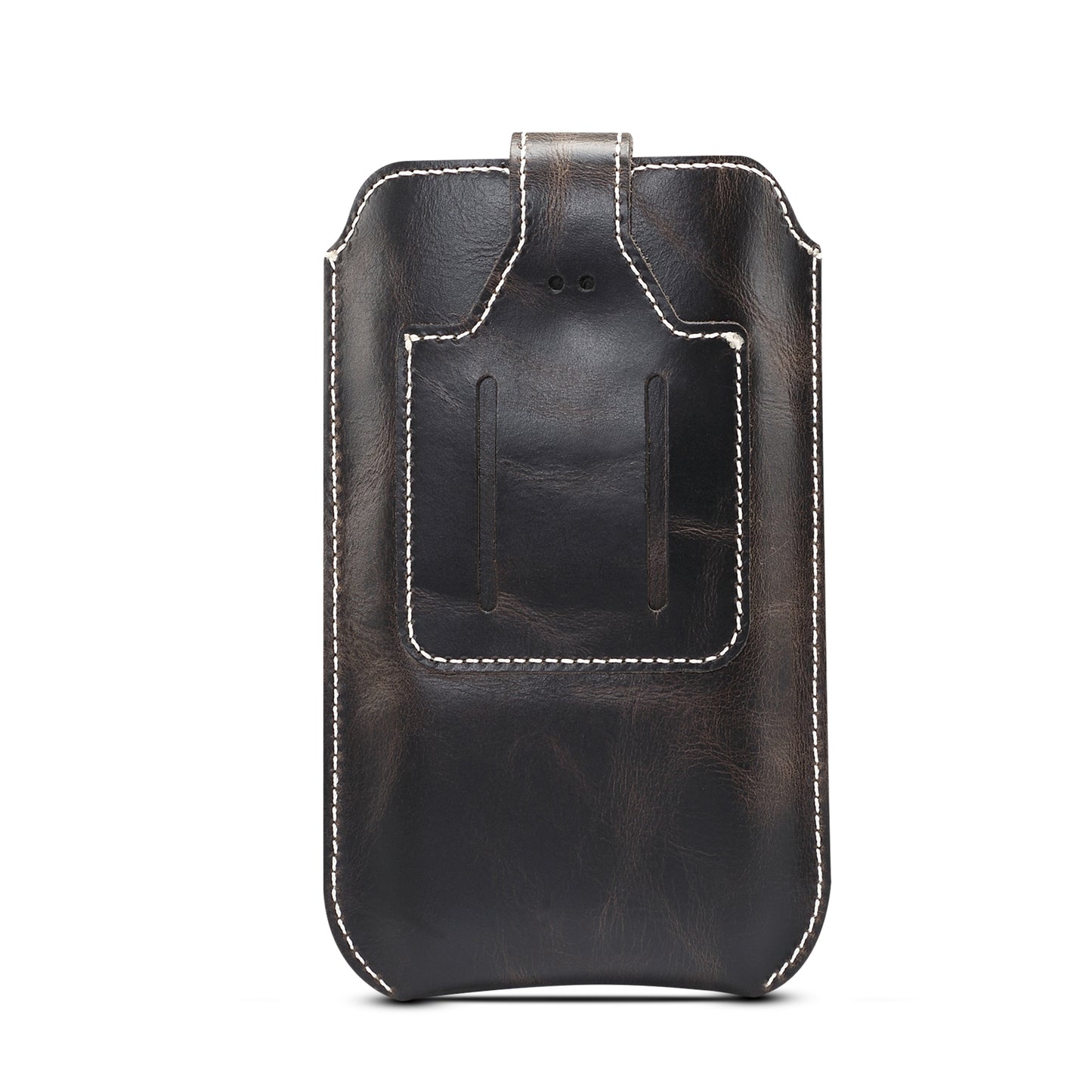 Waxed Cowhide Leather iPhone 11 Pro Waist Bag Ｍen Belt Clip Pouch