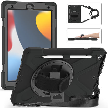 Pirate King iPad 7 Case 360 Rotating Stand with Hand Holder Shoulder Strap