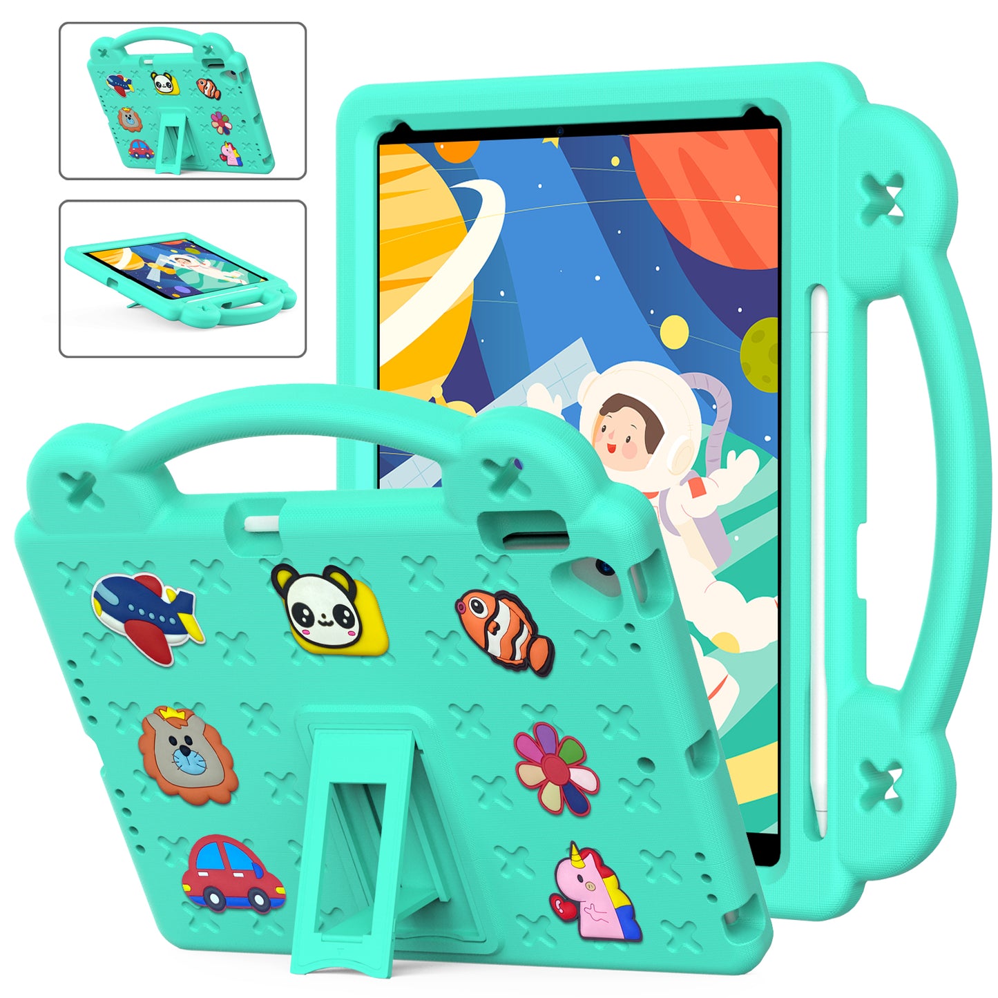 Berenstain Bear iPad 9 EVA Case Children's Cartoon Flat Kickstand DIY Hand Holder