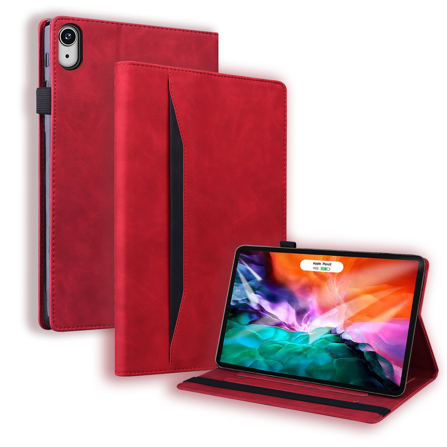 Business Stitching iPad Mini 6 Leather Case Homochromatic Retro Wallet Stand