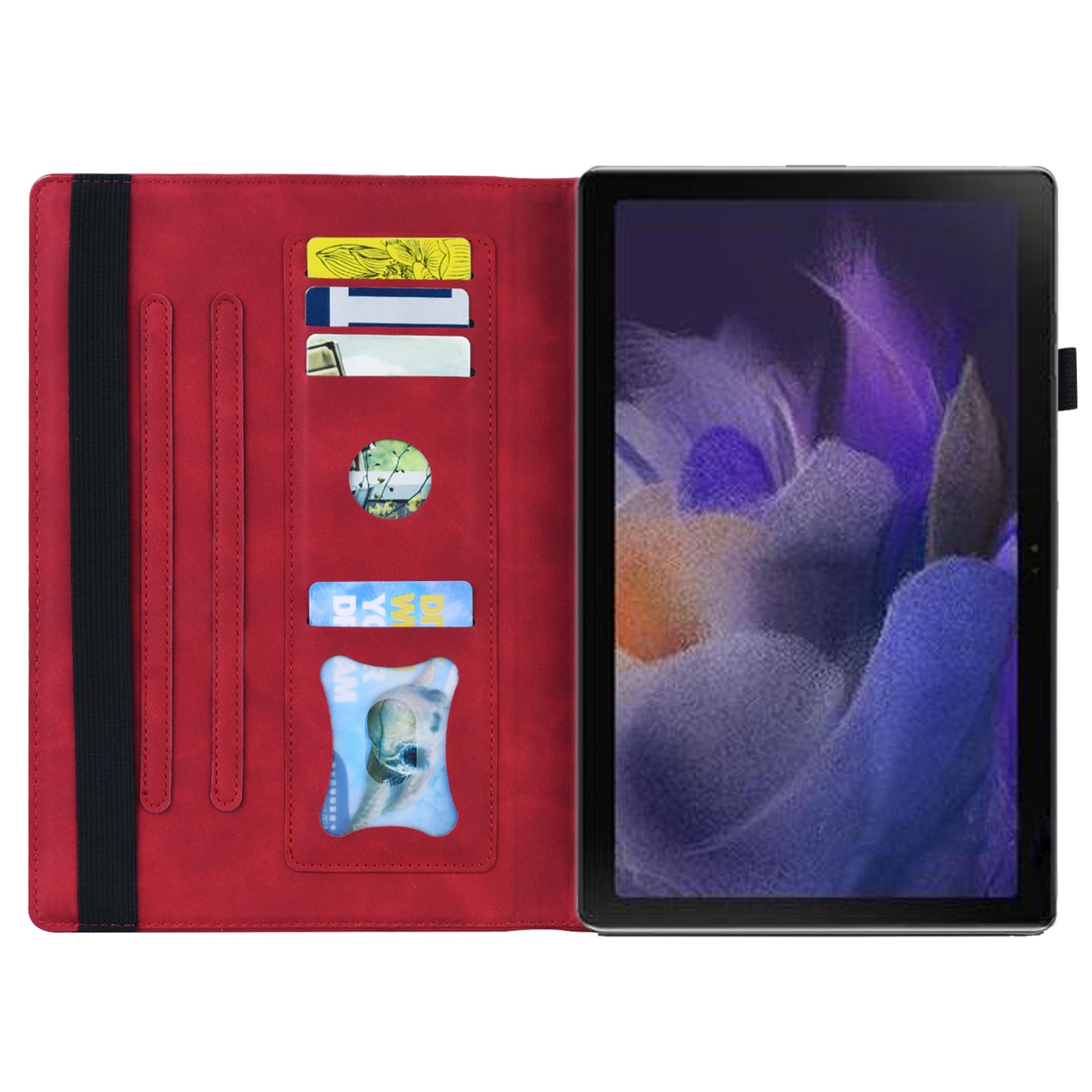 Business Stitching Galaxy Tab A8 Leather Case Homochromatic Retro Wallet Stand