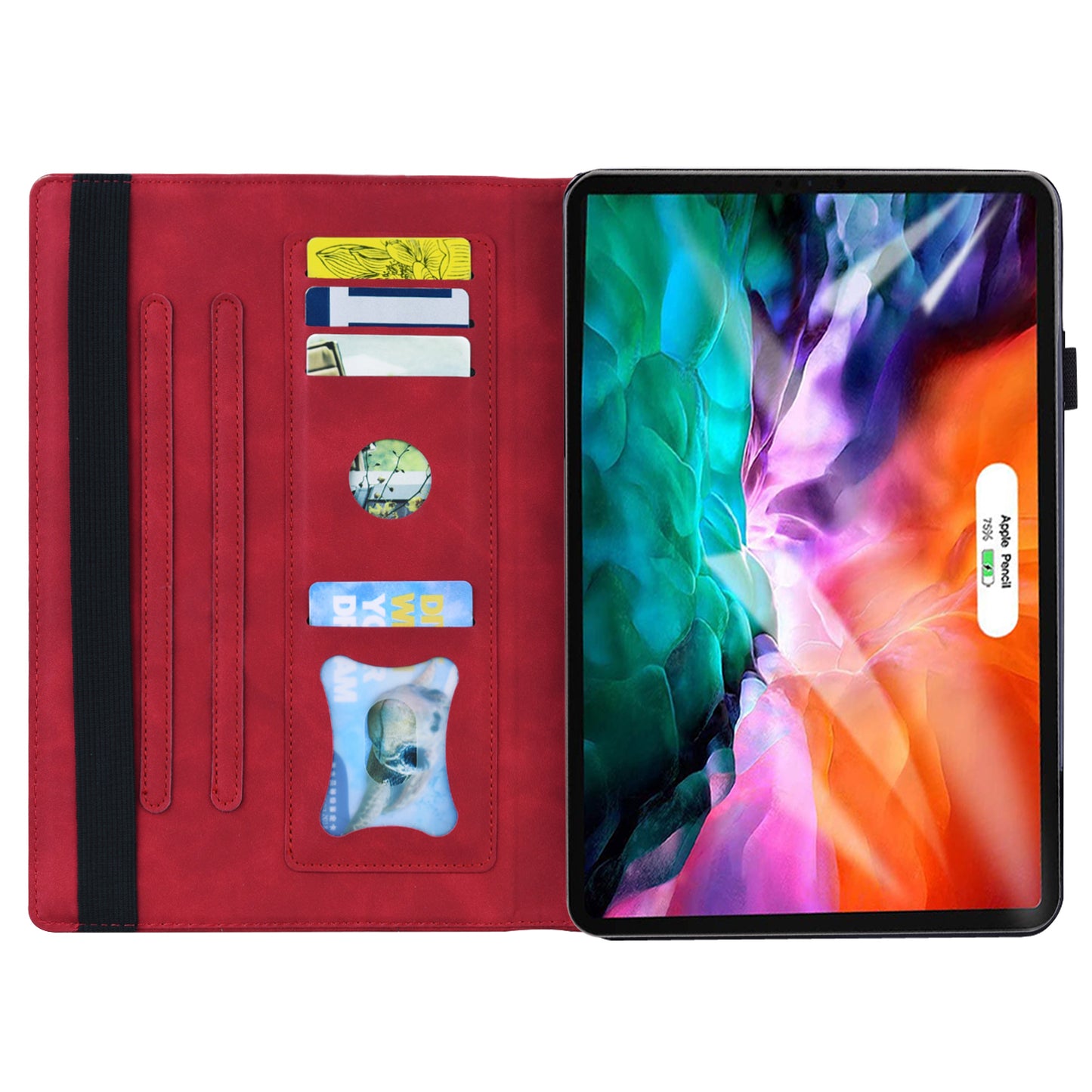 Business Stitching iPad Mini 6 Leather Case Homochromatic Retro Wallet Stand