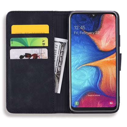 Double Hem Galaxy A40 Leather Case Embossing Sunflower Wallet Foldable Stand