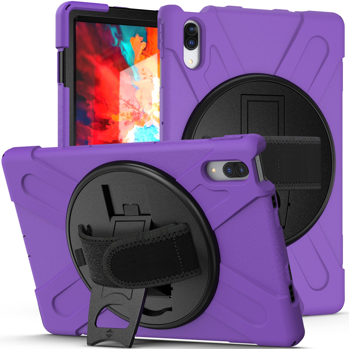 Pirate King Lenovo Tab P11 Pro (2021) Case 360 Rotating Stand Holder Shoulder Strap