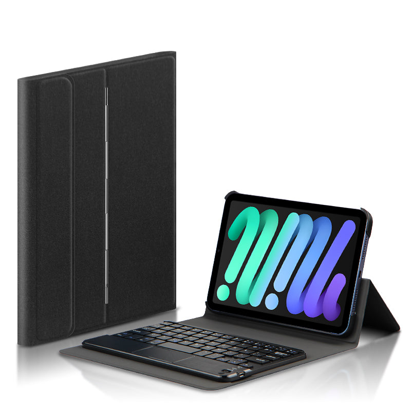 Metal Hinge iPad Mini 6 Touchpad Keyboard Case with Backlit Detachable Slik Leather