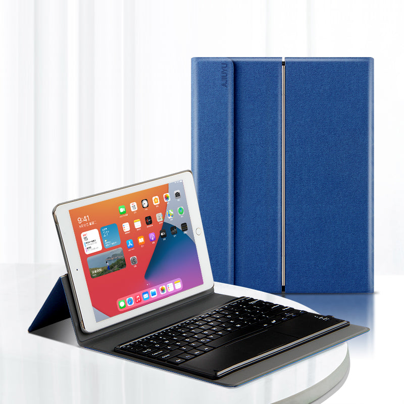 Metal Hinge Apple iPad 9 Keyboard Case with Touchpad Detachable Slik Leather