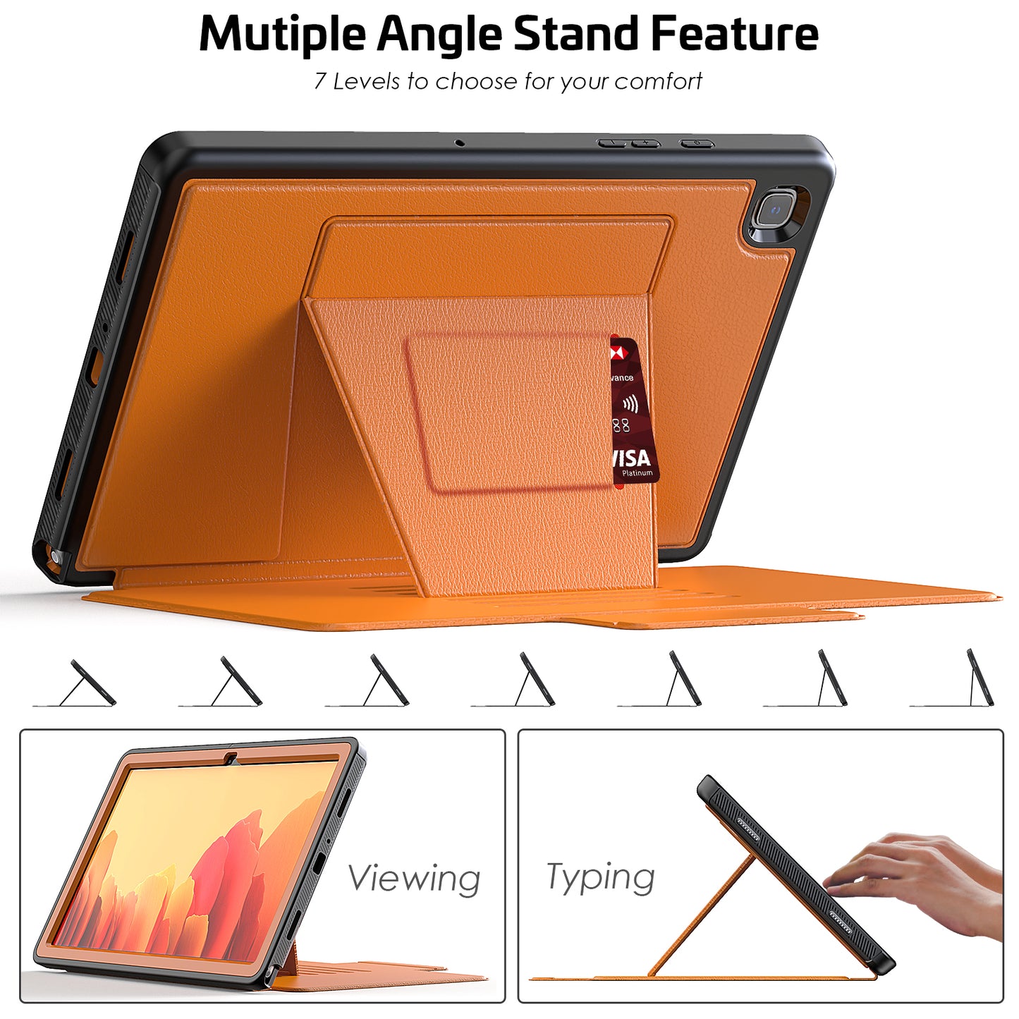 Smart Multiple Galaxy Tab A7 Lite Shockproof Case Leather Wallet Stand Pencil Holder