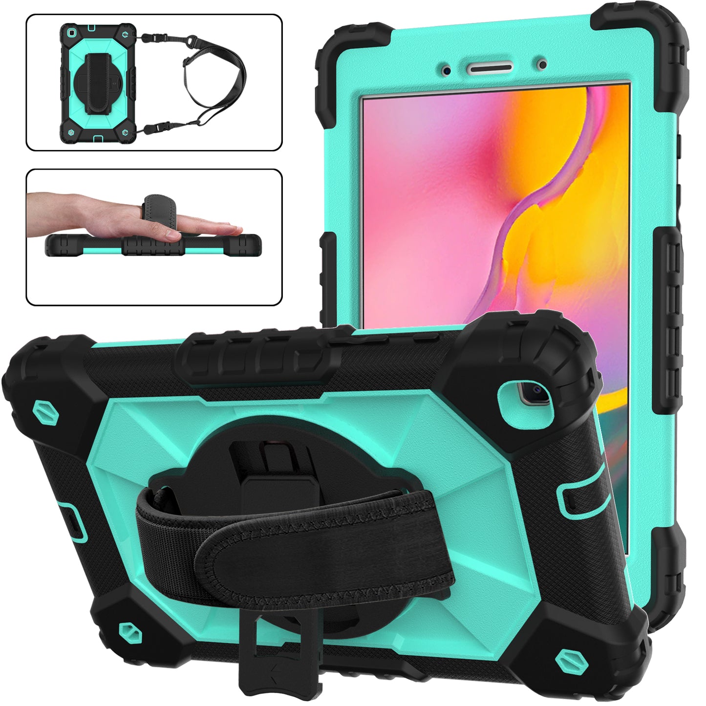 Rugged Rotating Galaxy Tab A 8.0 (2019) Shockproof Case Shoulder Strap Hand