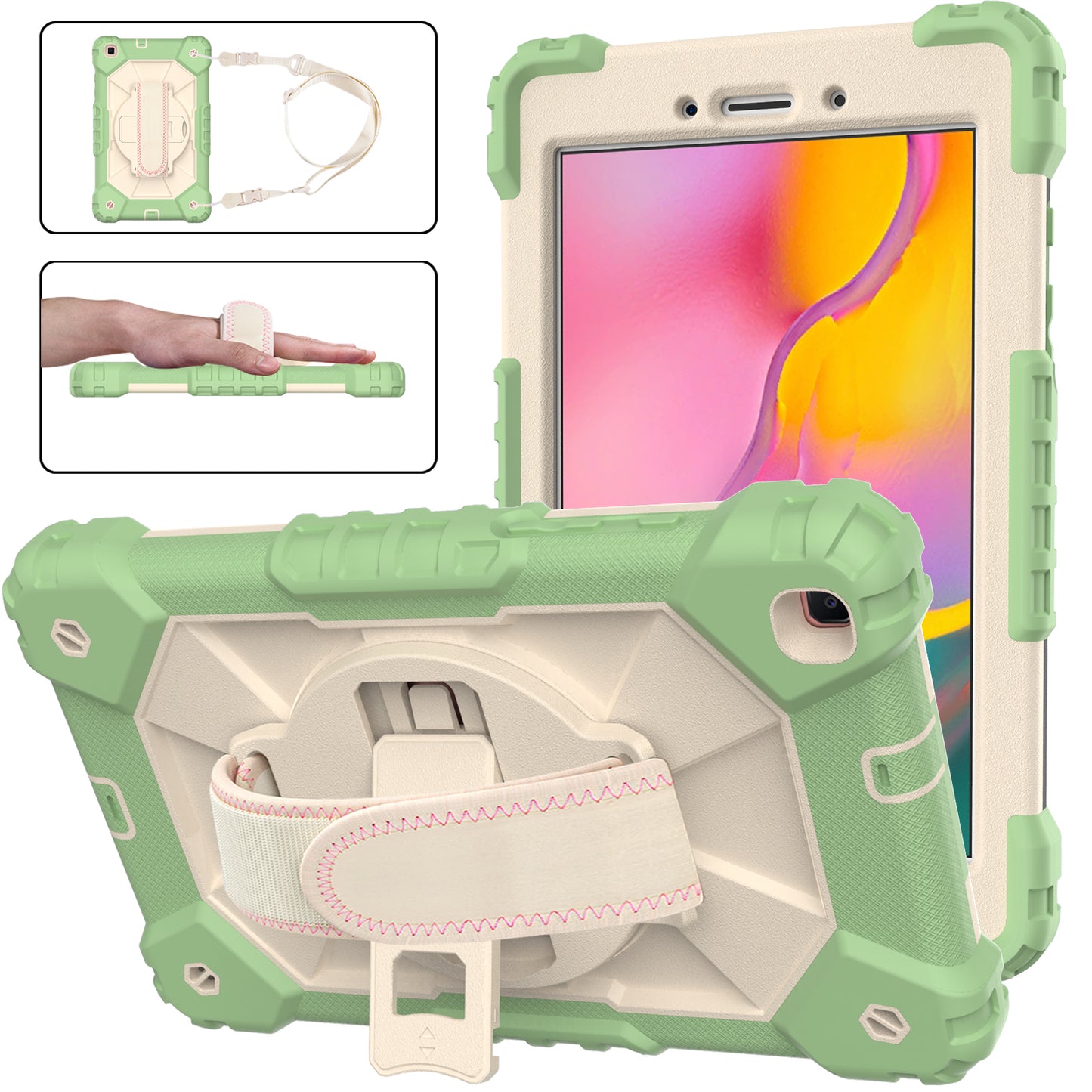 Rugged Rotating Galaxy Tab A 8.0 (2019) Shockproof Case Shoulder Strap Hand