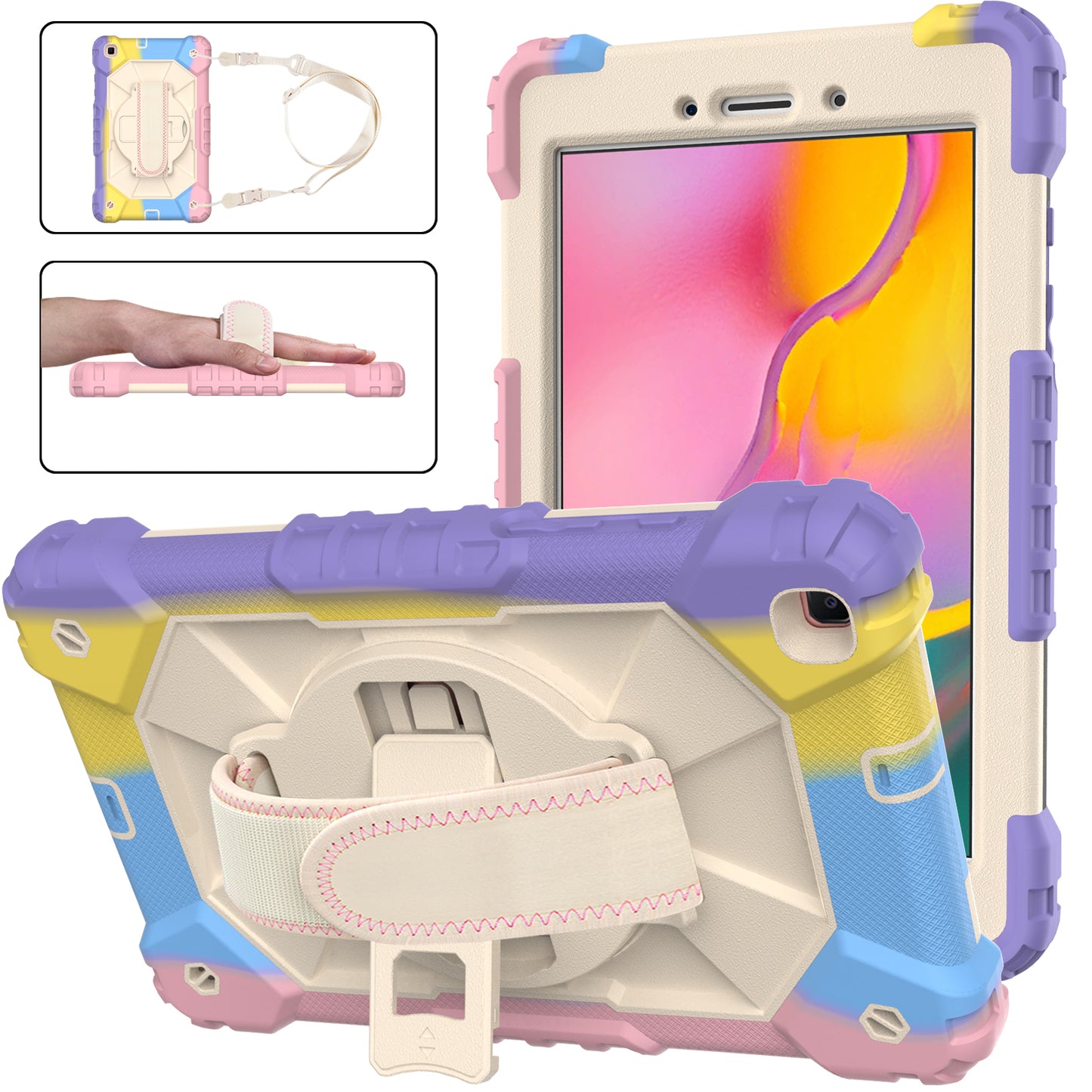 Rugged Rotating Galaxy Tab A 8.0 (2019) Shockproof Case Shoulder Strap Hand