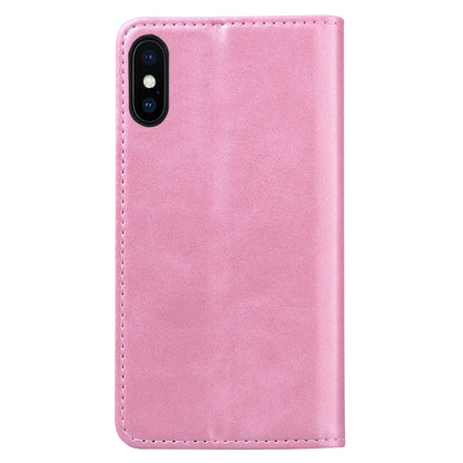 Business Stitching iPhone XR Leather Case Homochromatic Retro Wallet Stand