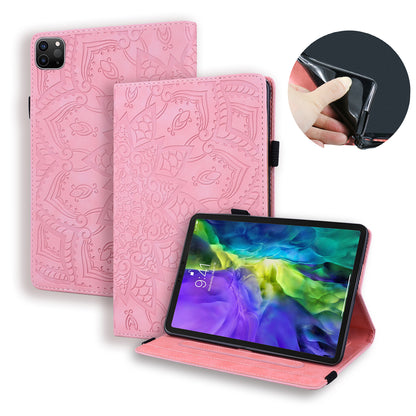 Double Hem iPad Pro 11 (2018) Leather Case Embossing Sunflower Wallet Foldable Stand