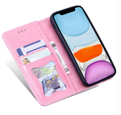 Business Stitching iPhone 12 Mini Leather Case Homochromatic Retro Wallet Stand