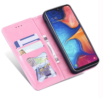 Business Stitching Galaxy A30 Leather Case Homochromatic Retro Wallet Stand