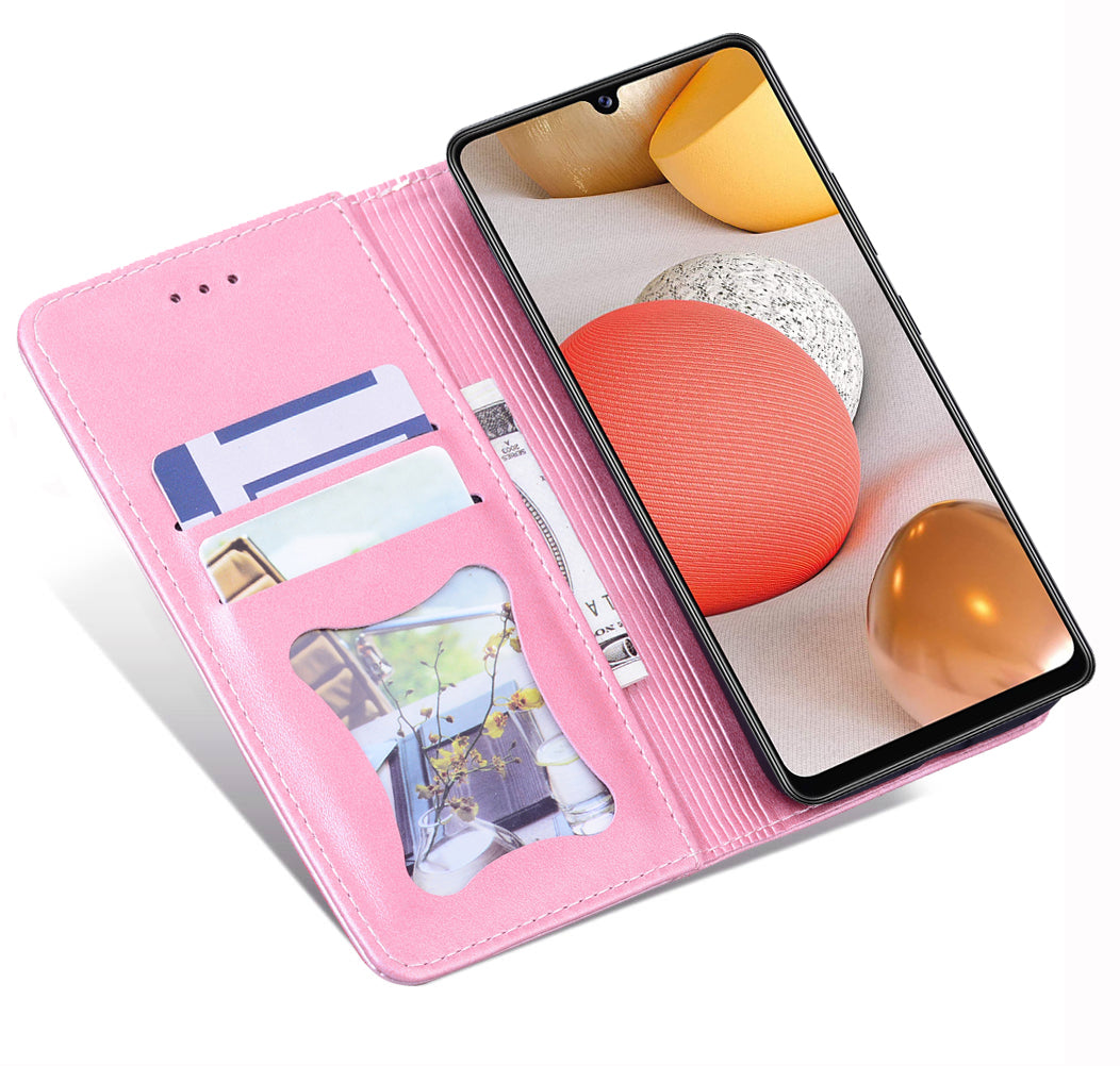 Business Stitching Galaxy A32 Leather Case Homochromatic Retro Wallet Stand