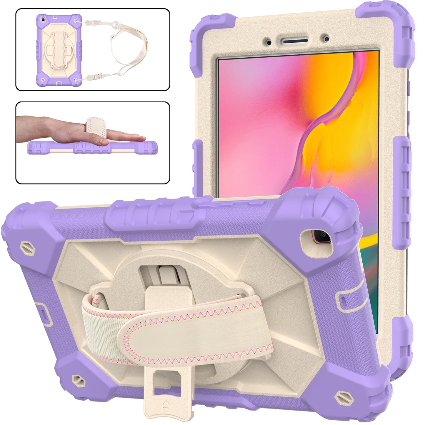 Rugged Rotating Galaxy Tab A 8.0 (2019) Shockproof Case Shoulder Strap Hand