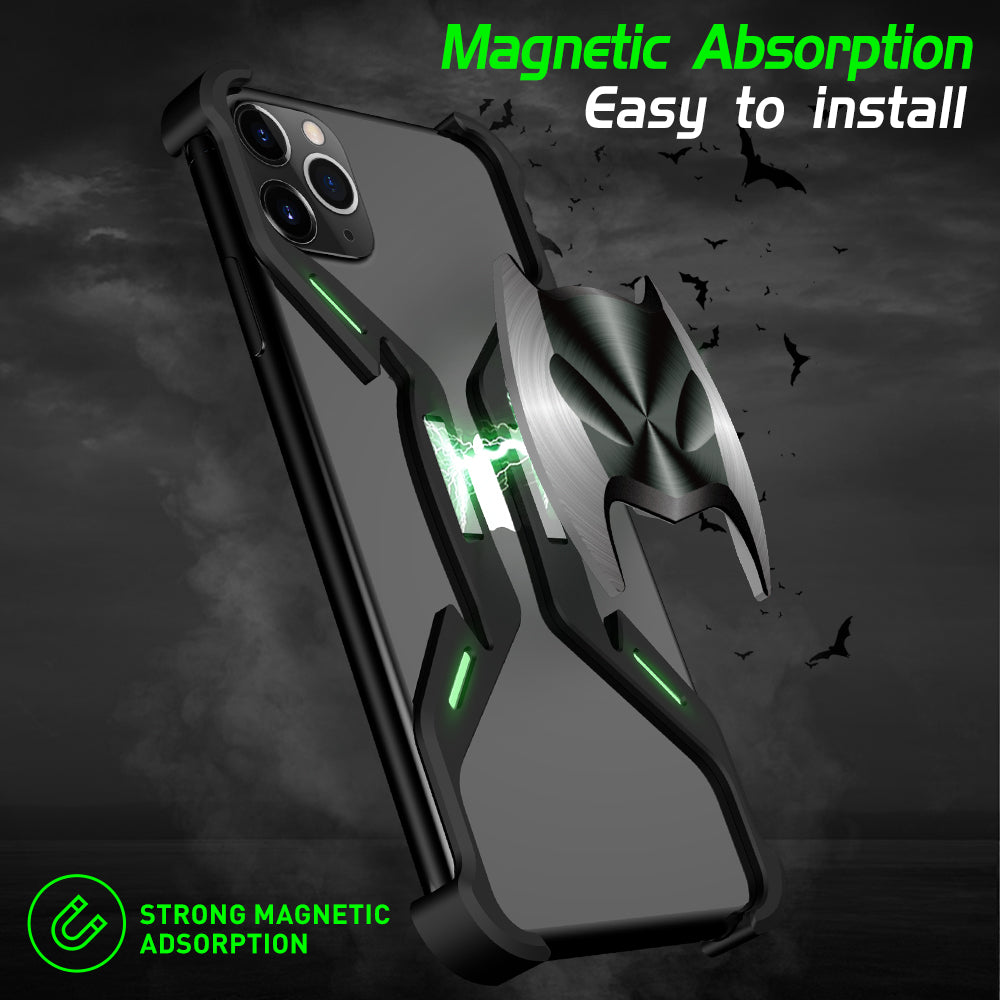 Bat Mask iPhone 11 Pro Max Metal Case PC TPU Hollow Luminous Metal Thin Light Clasp